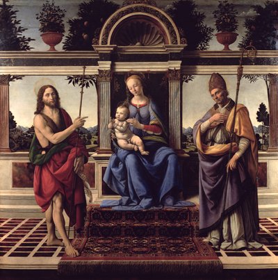 Madonna mit den Heiligen Johannes dem Täufer und Donatus, ca. 1475-83 von Andrea del Verrocchio